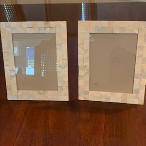 Set of 2 white shell picture frames